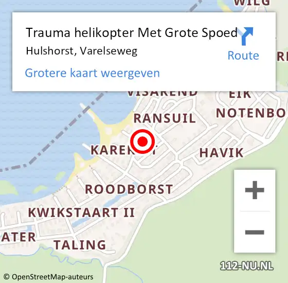 Locatie op kaart van de 112 melding: Trauma helikopter Met Grote Spoed Naar Hulshorst, Varelseweg op 22 augustus 2022 16:18