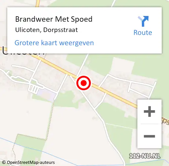 Locatie op kaart van de 112 melding: Brandweer Met Spoed Naar Ulicoten, Dorpsstraat op 22 augustus 2022 17:09