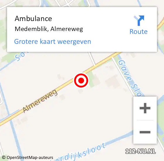 Locatie op kaart van de 112 melding: Ambulance Medemblik, Almereweg op 22 augustus 2022 18:47