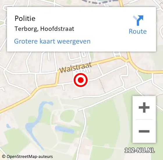 Locatie op kaart van de 112 melding: Politie Terborg, Hoofdstraat op 22 augustus 2022 18:58