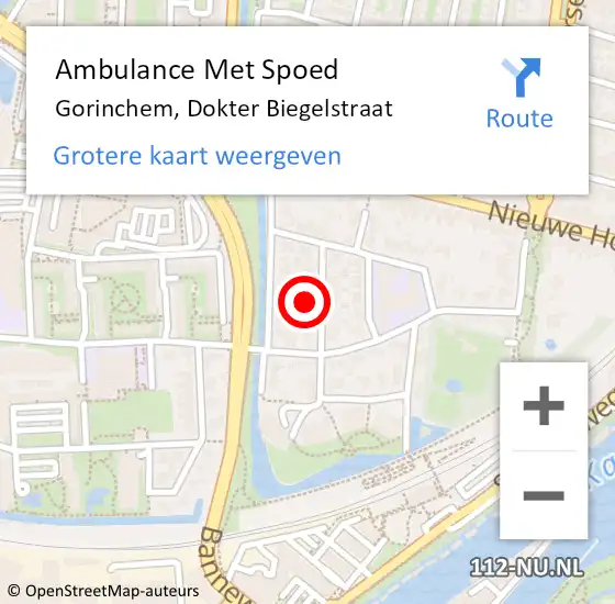 Locatie op kaart van de 112 melding: Ambulance Met Spoed Naar Gorinchem, Dokter Biegelstraat op 22 augustus 2022 19:21