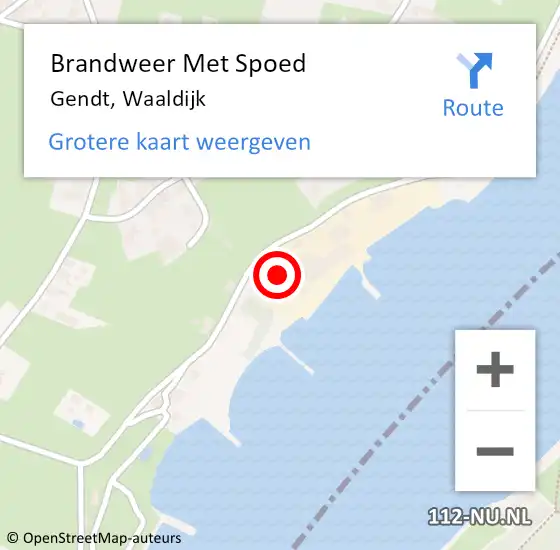 Locatie op kaart van de 112 melding: Brandweer Met Spoed Naar Gendt, Waaldijk op 22 augustus 2022 20:16