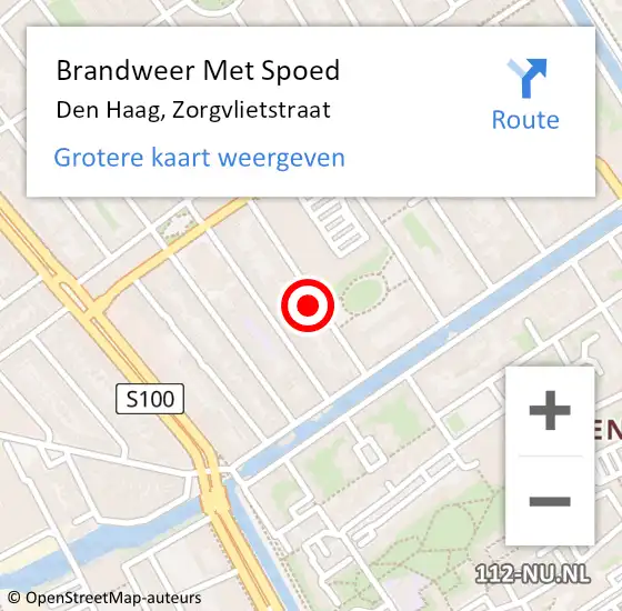 Locatie op kaart van de 112 melding: Brandweer Met Spoed Naar Den Haag, Zorgvlietstraat op 22 augustus 2022 22:40