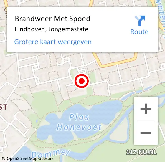 Locatie op kaart van de 112 melding: Brandweer Met Spoed Naar Eindhoven, Jongemastate op 22 augustus 2022 23:21
