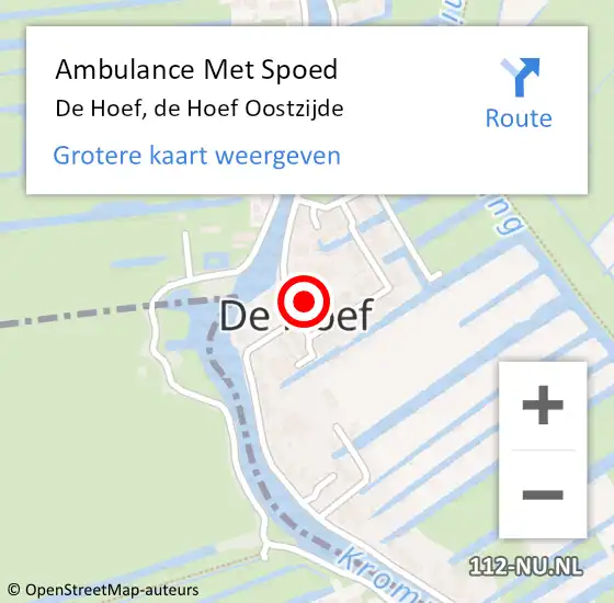 Locatie op kaart van de 112 melding: Ambulance Met Spoed Naar De Hoef, de Hoef Oostzijde op 23 augustus 2022 08:41