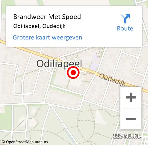 Locatie op kaart van de 112 melding: Brandweer Met Spoed Naar Odiliapeel, Oudedijk op 23 augustus 2022 09:36