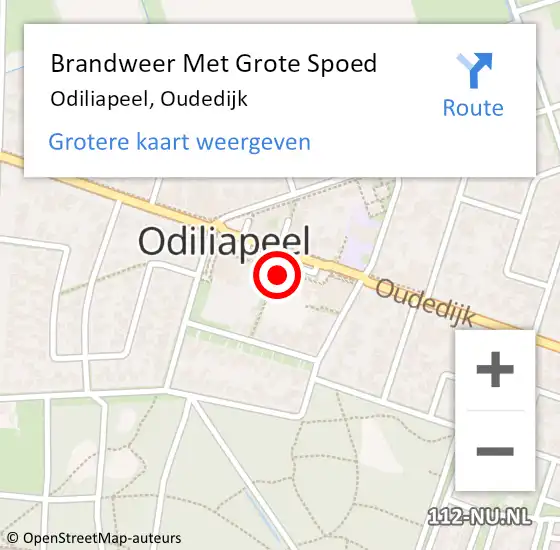 Locatie op kaart van de 112 melding: Brandweer Met Grote Spoed Naar Odiliapeel, Oudedijk op 23 augustus 2022 09:37