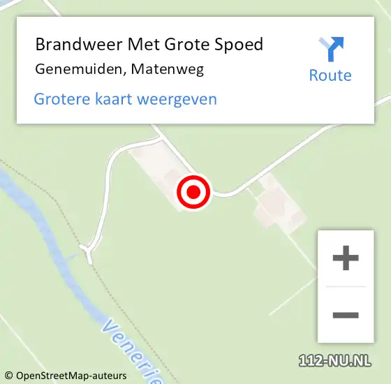 Locatie op kaart van de 112 melding: Brandweer Met Grote Spoed Naar Genemuiden, Matenweg op 23 augustus 2022 09:48