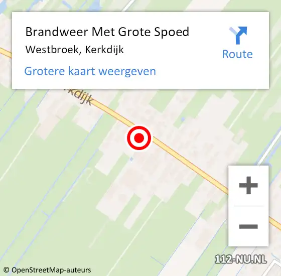 Locatie op kaart van de 112 melding: Brandweer Met Grote Spoed Naar Westbroek, Kerkdijk op 23 augustus 2022 10:07