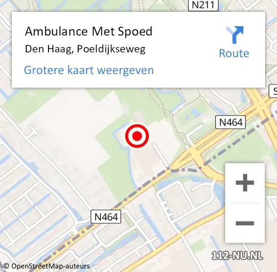 Locatie op kaart van de 112 melding: Ambulance Met Spoed Naar Den Haag, Poeldijkseweg op 23 augustus 2022 10:55