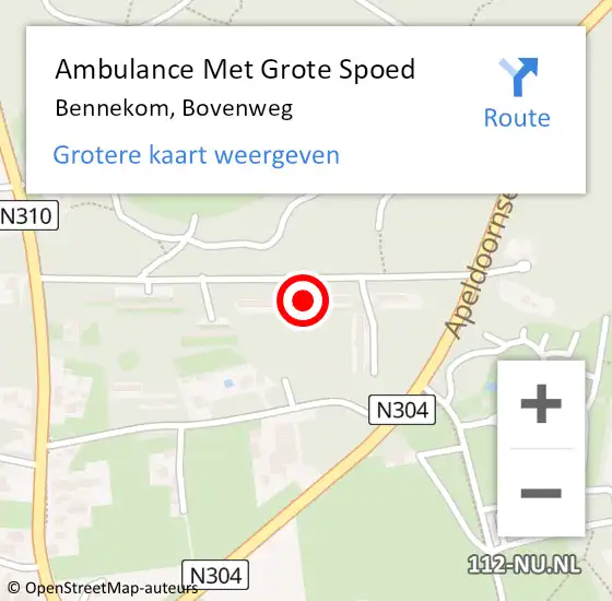 Locatie op kaart van de 112 melding: Ambulance Met Grote Spoed Naar Bennekom, Bovenweg op 23 augustus 2022 11:26