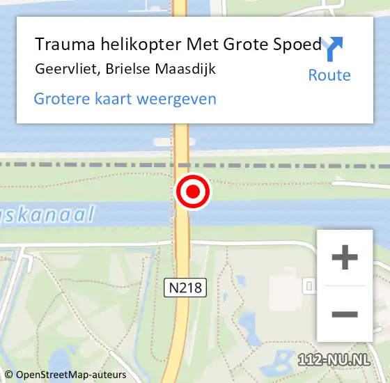 Locatie op kaart van de 112 melding: Trauma helikopter Met Grote Spoed Naar Geervliet, Brielse Maasdijk op 23 augustus 2022 12:29