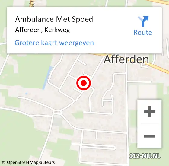 Locatie op kaart van de 112 melding: Ambulance Met Spoed Naar Afferden, Kerkweg op 23 augustus 2022 13:12