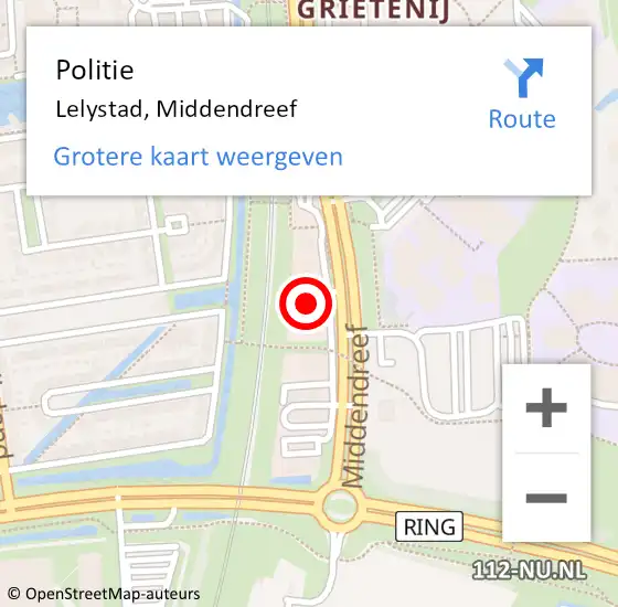 Locatie op kaart van de 112 melding: Politie Lelystad, Middendreef op 23 augustus 2022 13:27