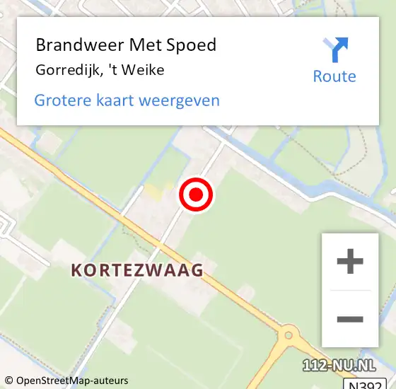 Locatie op kaart van de 112 melding: Brandweer Met Spoed Naar Gorredijk, 't Weike op 23 augustus 2022 15:28