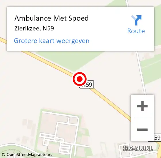Locatie op kaart van de 112 melding: Ambulance Met Spoed Naar Zierikzee, N59 op 27 juli 2014 11:48