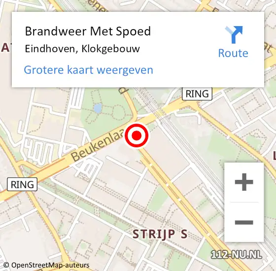 Locatie op kaart van de 112 melding: Brandweer Met Spoed Naar Eindhoven, Klokgebouw op 23 augustus 2022 19:06
