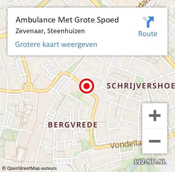 Locatie op kaart van de 112 melding: Ambulance Met Grote Spoed Naar Zevenaar, Steenhuizen op 23 augustus 2022 20:48