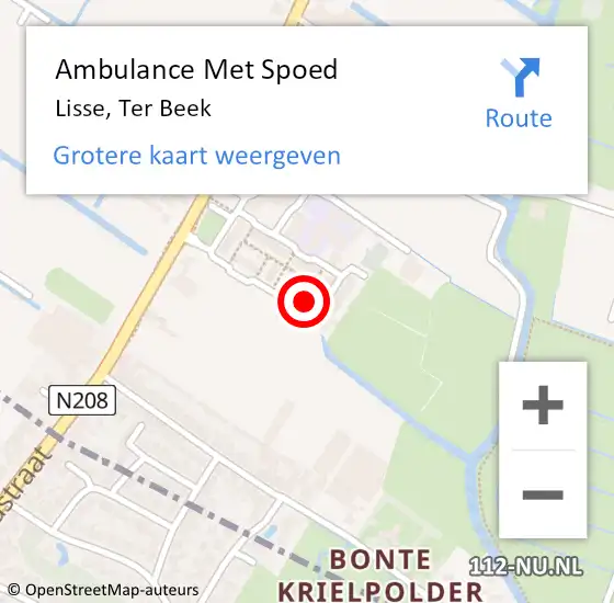 Locatie op kaart van de 112 melding: Ambulance Met Spoed Naar Lisse, Ter Beek op 23 augustus 2022 23:10