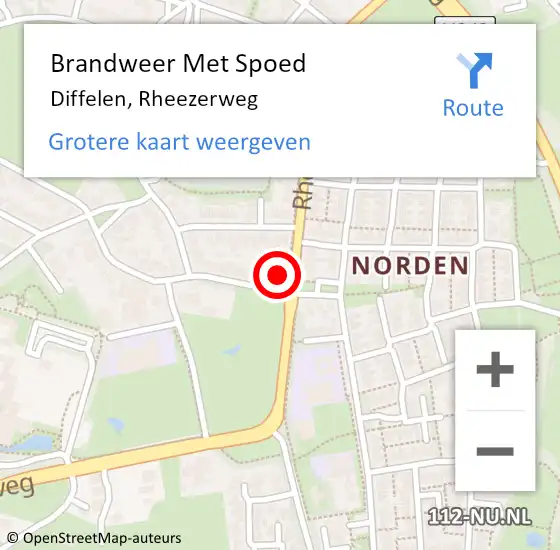 Locatie op kaart van de 112 melding: Brandweer Met Spoed Naar Diffelen, Rheezerweg op 24 augustus 2022 04:33