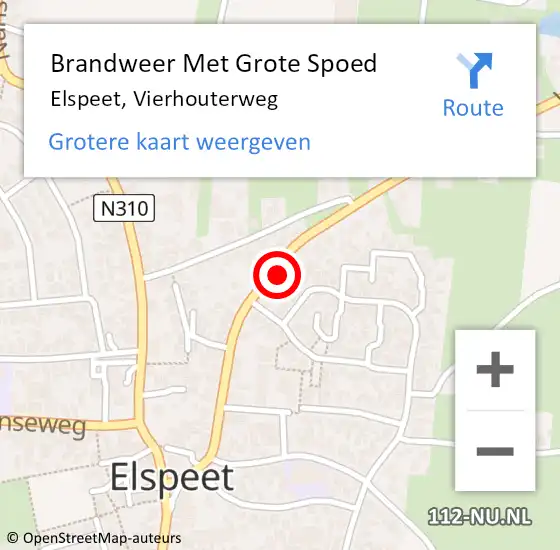 Locatie op kaart van de 112 melding: Brandweer Met Grote Spoed Naar Elspeet, Vierhouterweg op 24 augustus 2022 04:36