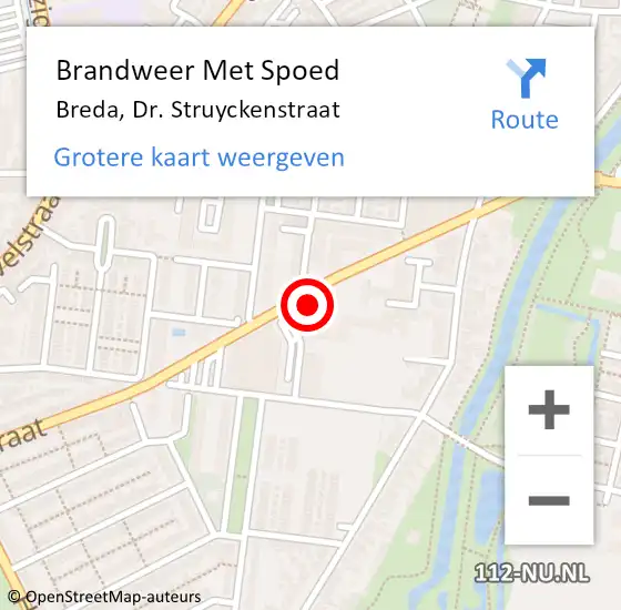 Locatie op kaart van de 112 melding: Brandweer Met Spoed Naar Breda, Dr. Struyckenstraat op 24 augustus 2022 07:00
