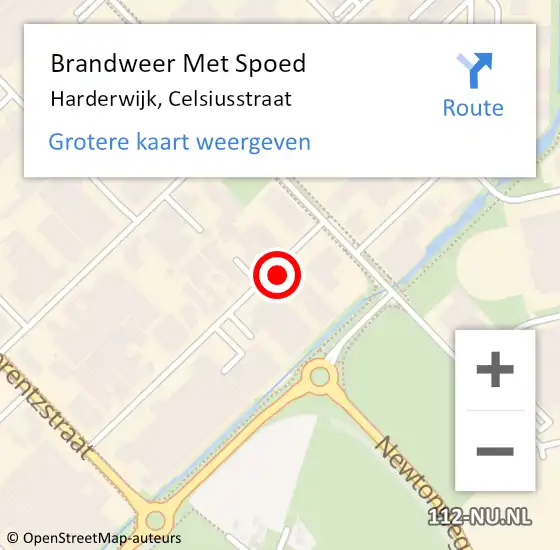Locatie op kaart van de 112 melding: Brandweer Met Spoed Naar Harderwijk, Celsiusstraat op 24 augustus 2022 07:11