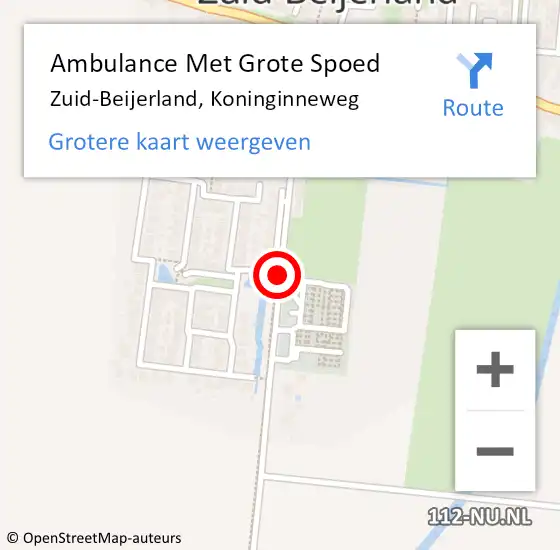 Locatie op kaart van de 112 melding: Ambulance Met Grote Spoed Naar Zuid-Beijerland, Koninginneweg op 24 augustus 2022 08:13