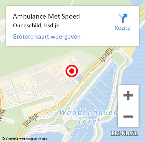 Locatie op kaart van de 112 melding: Ambulance Met Spoed Naar Oudeschild, IJsdijk op 24 augustus 2022 11:38