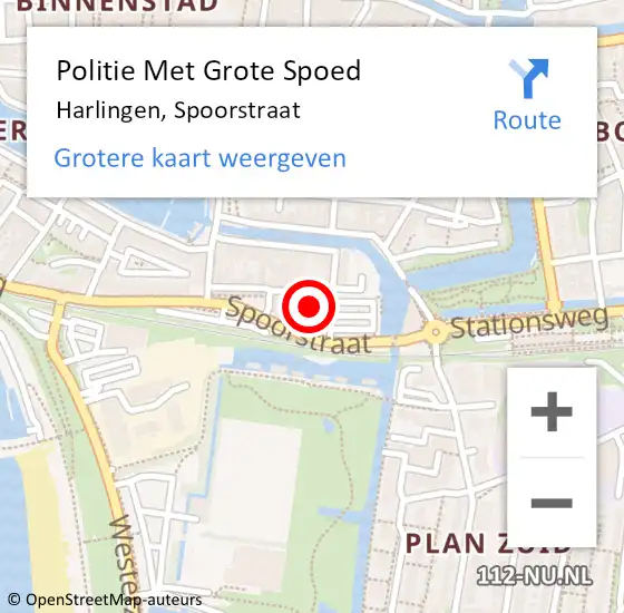 Locatie op kaart van de 112 melding: Politie Met Grote Spoed Naar Harlingen, Spoorstraat op 24 augustus 2022 13:22