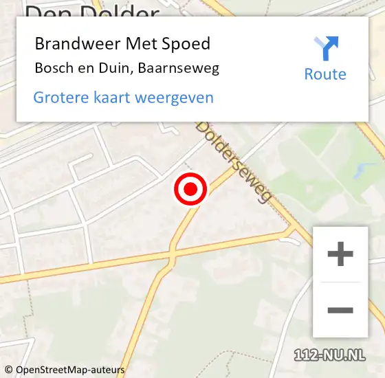 Locatie op kaart van de 112 melding: Brandweer Met Spoed Naar Bosch en Duin, Baarnseweg op 24 augustus 2022 13:46
