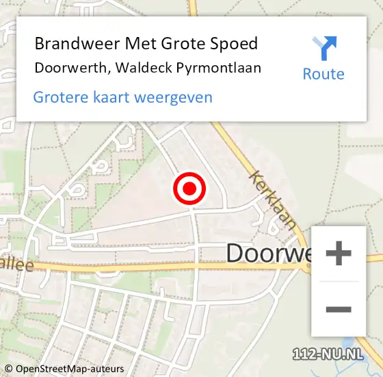 Locatie op kaart van de 112 melding: Brandweer Met Grote Spoed Naar Doorwerth, Waldeck Pyrmontlaan op 24 augustus 2022 14:29