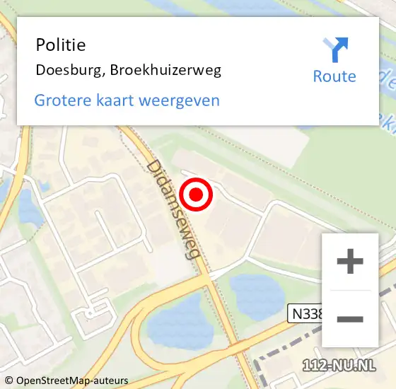 Locatie op kaart van de 112 melding: Politie Doesburg, Broekhuizerweg op 24 augustus 2022 18:24