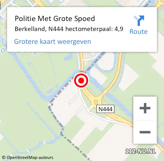 Locatie op kaart van de 112 melding: Politie Met Grote Spoed Naar Berkelland, N444 hectometerpaal: 4,9 op 24 augustus 2022 19:11