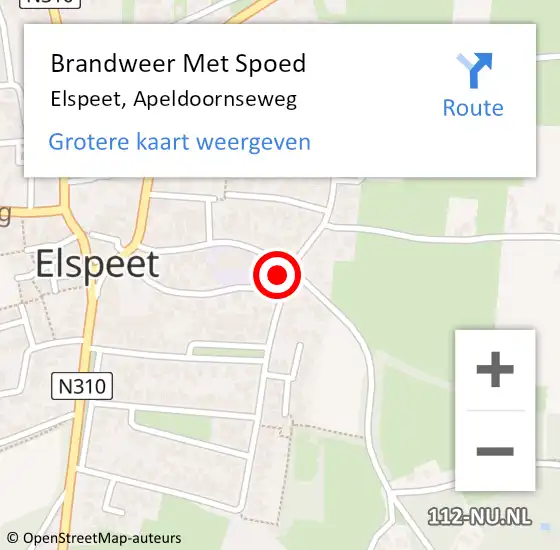 Locatie op kaart van de 112 melding: Brandweer Met Spoed Naar Elspeet, Apeldoornseweg op 24 augustus 2022 20:02