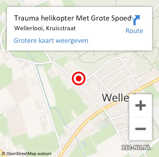 Locatie op kaart van de 112 melding: Trauma helikopter Met Grote Spoed Naar Wellerlooi, Kruisstraat op 24 augustus 2022 21:12