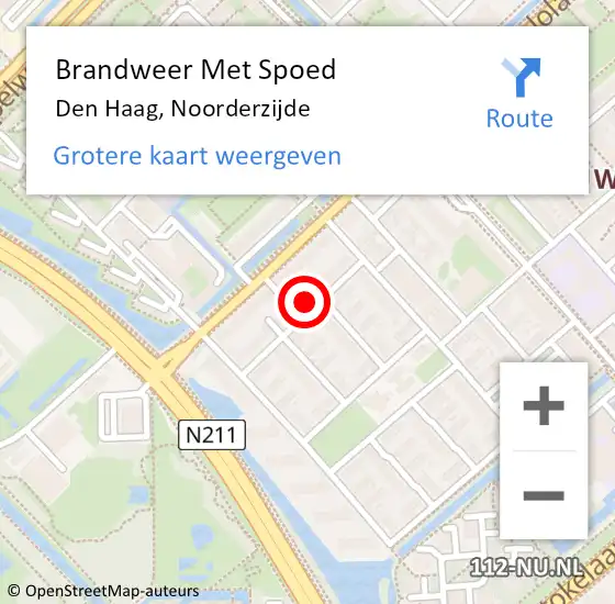 Locatie op kaart van de 112 melding: Brandweer Met Spoed Naar Den Haag, Noorderzijde op 24 augustus 2022 23:38