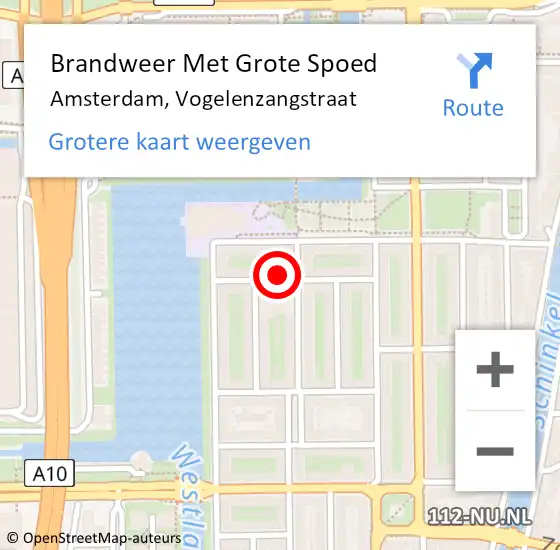 Locatie op kaart van de 112 melding: Brandweer Met Grote Spoed Naar Amsterdam, Vogelenzangstraat op 25 augustus 2022 00:01