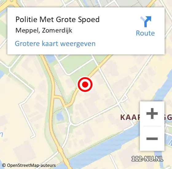 Locatie op kaart van de 112 melding: Politie Met Grote Spoed Naar Meppel, Zomerdijk op 25 augustus 2022 00:40