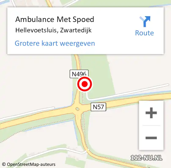 Locatie op kaart van de 112 melding: Ambulance Met Spoed Naar Hellevoetsluis, Zwartedijk op 25 augustus 2022 06:29