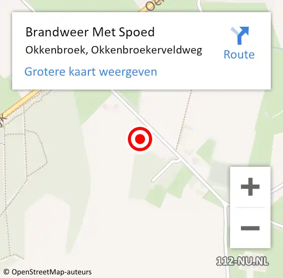 Locatie op kaart van de 112 melding: Brandweer Met Spoed Naar Okkenbroek, Okkenbroekerveldweg op 25 augustus 2022 07:17