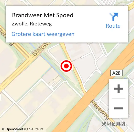 Locatie op kaart van de 112 melding: Brandweer Met Spoed Naar Zwolle, Rieteweg op 25 augustus 2022 08:25