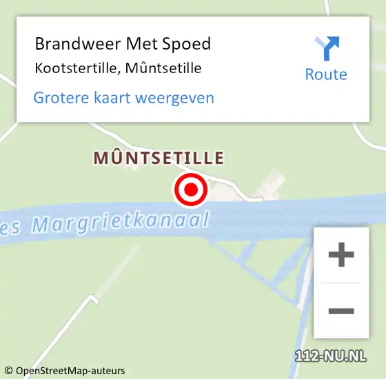 Locatie op kaart van de 112 melding: Brandweer Met Spoed Naar Kootstertille, Mûntsetille op 25 augustus 2022 08:41