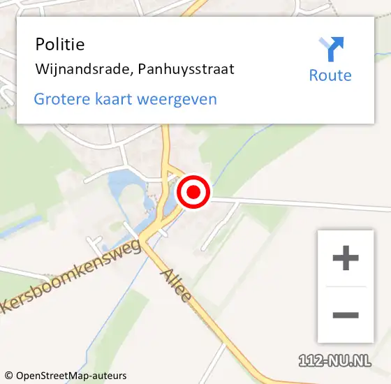 Locatie op kaart van de 112 melding: Politie Wijnandsrade, Panhuysstraat op 25 augustus 2022 09:20
