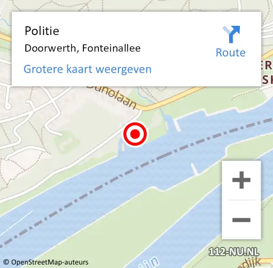 Locatie op kaart van de 112 melding: Politie Doorwerth, Fonteinallee op 25 augustus 2022 11:04
