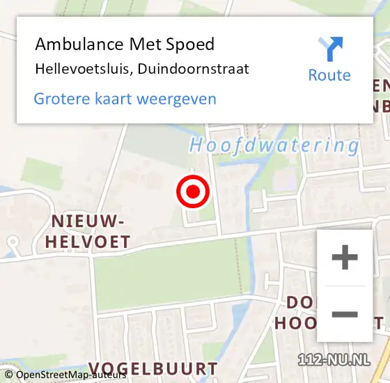Locatie op kaart van de 112 melding: Ambulance Met Spoed Naar Hellevoetsluis, Duindoornstraat op 25 augustus 2022 11:09