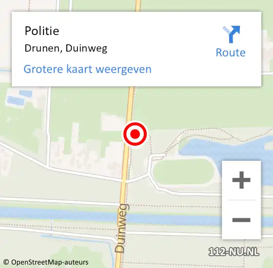 Locatie op kaart van de 112 melding: Politie Drunen, Duinweg op 25 augustus 2022 13:10
