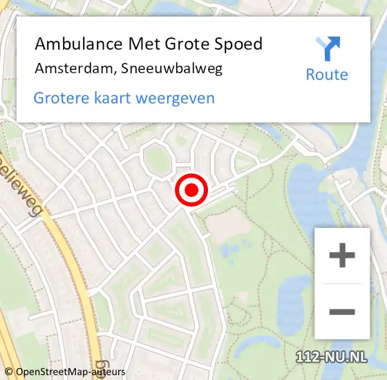 Locatie op kaart van de 112 melding: Ambulance Met Grote Spoed Naar Amsterdam, Sneeuwbalweg op 25 augustus 2022 13:19
