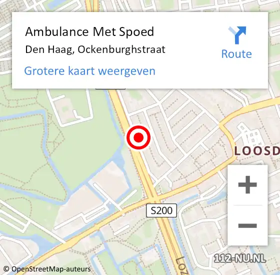 Locatie op kaart van de 112 melding: Ambulance Met Spoed Naar Den Haag, Ockenburghstraat op 25 augustus 2022 14:20