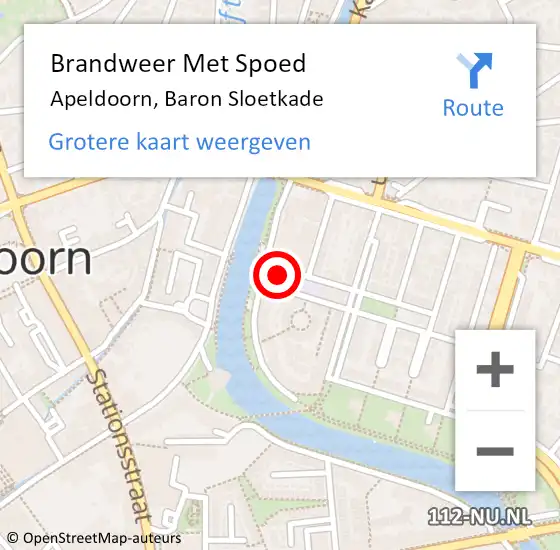 Locatie op kaart van de 112 melding: Brandweer Met Spoed Naar Apeldoorn, Baron Sloetkade op 25 augustus 2022 16:22
